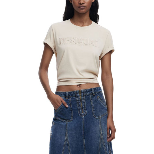 Desigual Beige Cotton T-Shirt