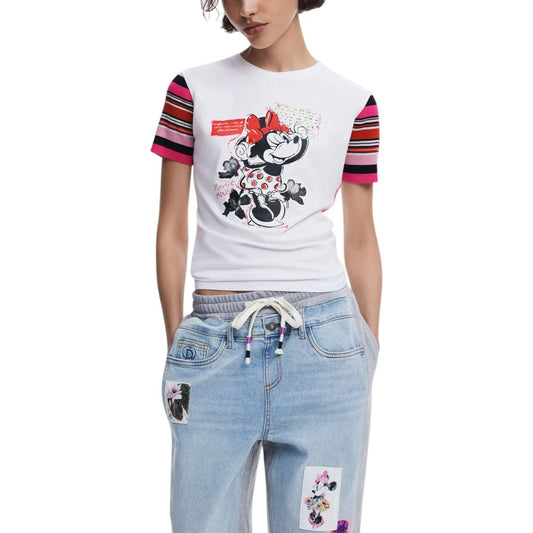 Desigual White Cotton T-Shirt