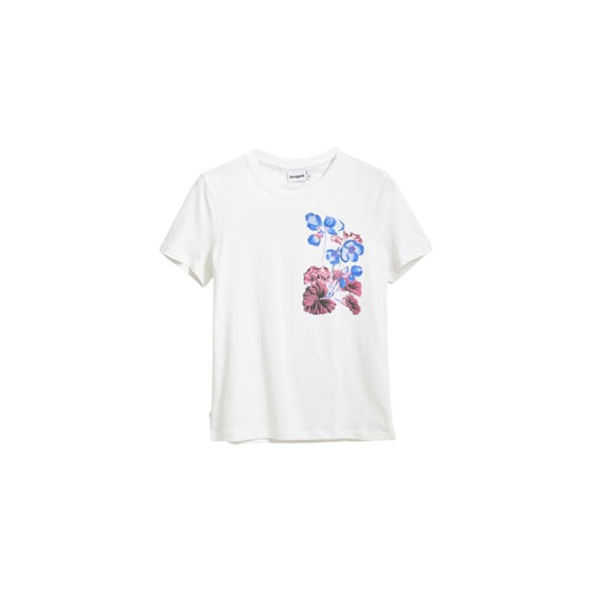 Desigual White Cotton T-Shirt
