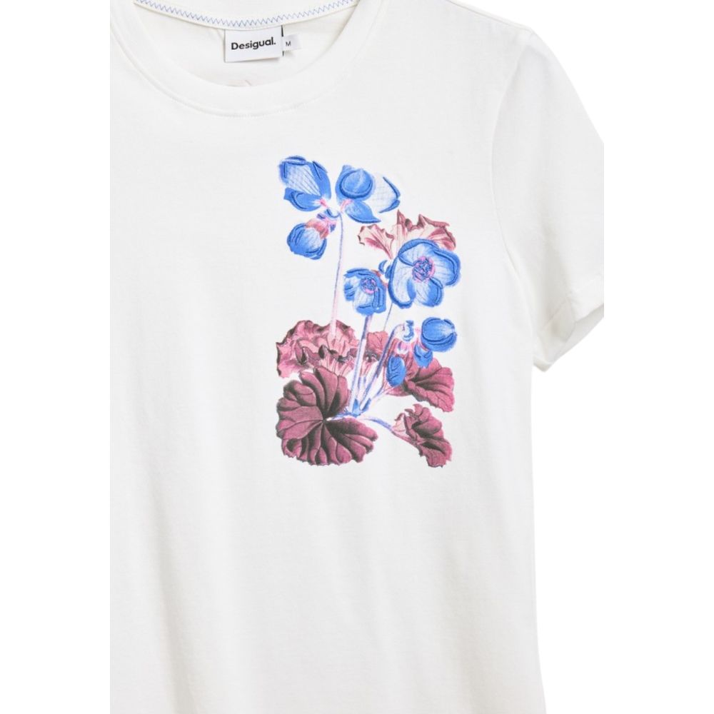 Desigual White Cotton T-Shirt