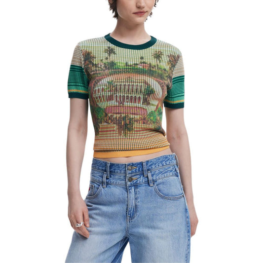 Desigual Green Viscose T-Shirt