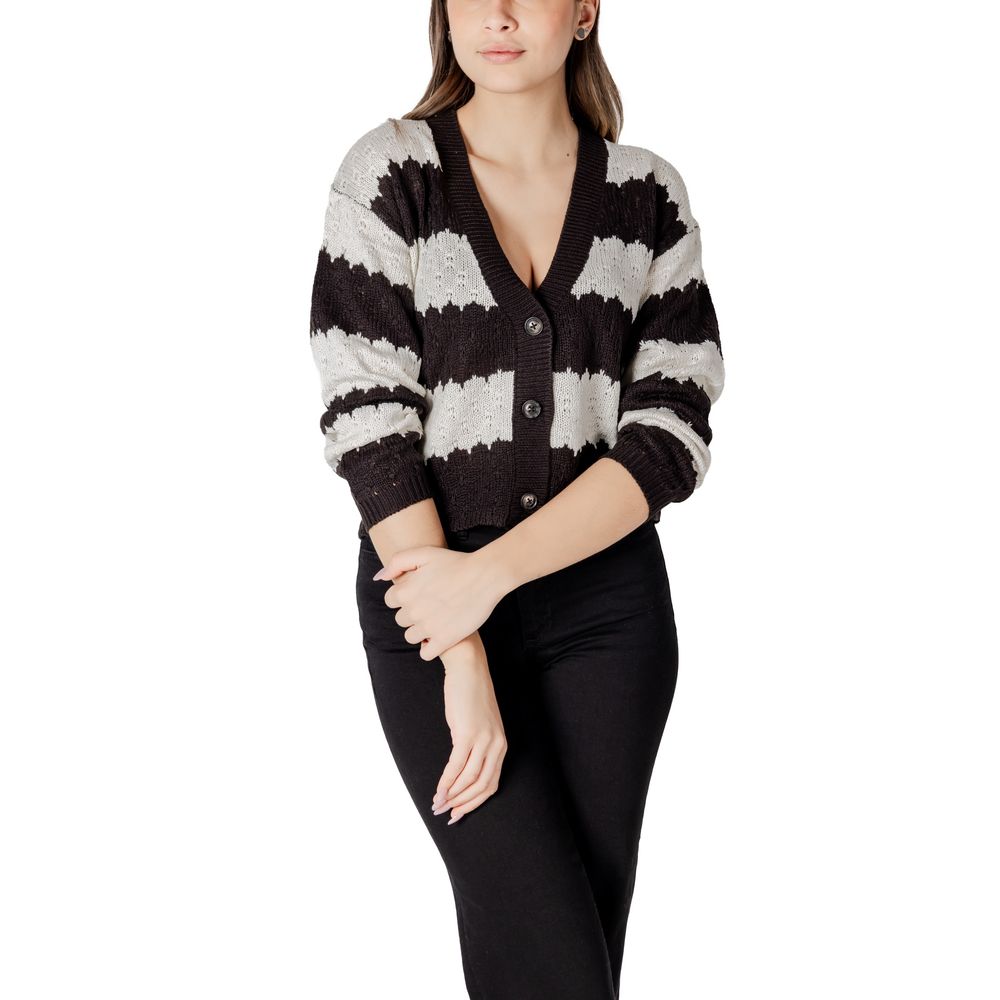 Jacqueline De Yong Black And White Marabou Cardigan