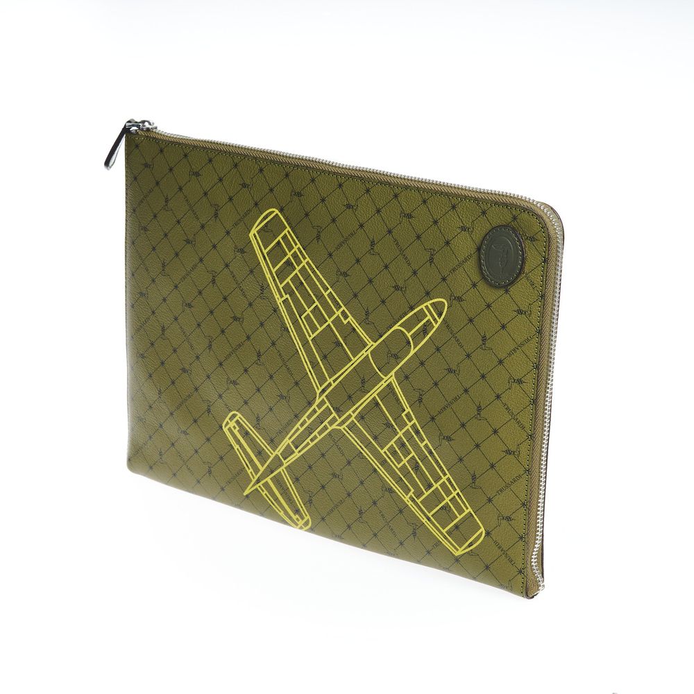 Trussardi Green Leather Clutch Bag