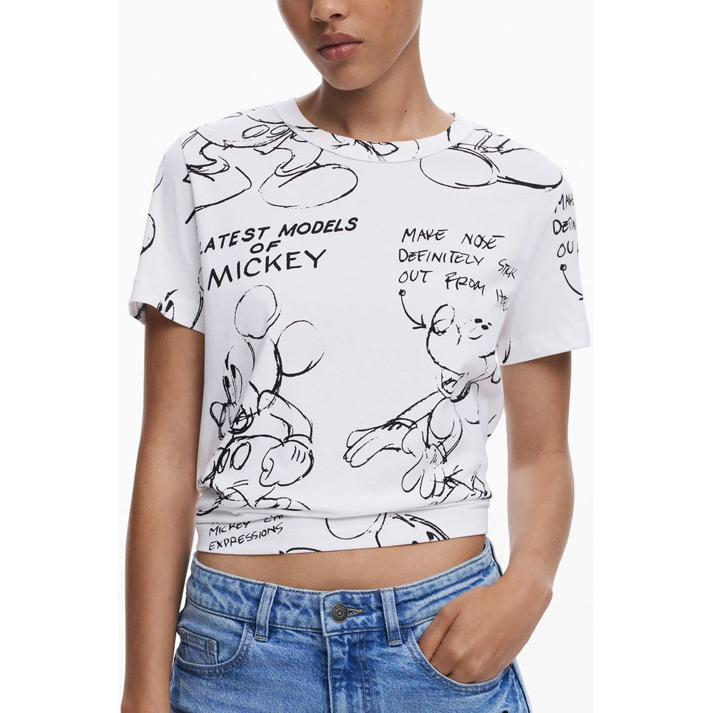 Desigual White Cotton T-Shirt