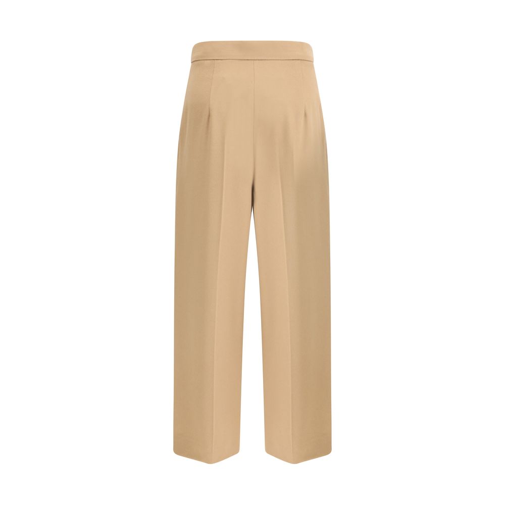Max Mara Beige Fleece Wool Casual Pants
