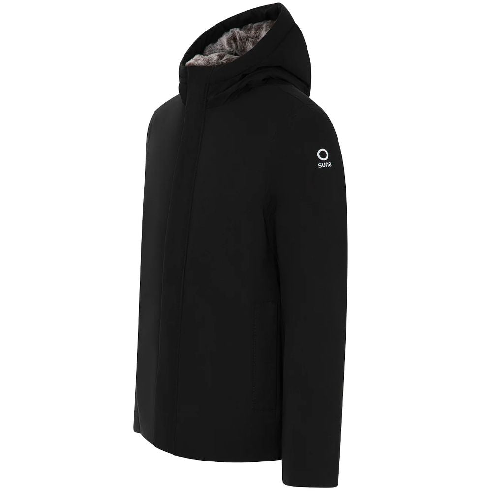 Suns Black Polyester Jackets & Coat