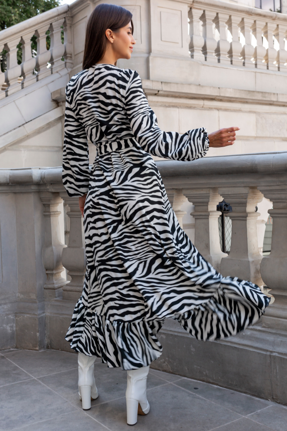 ANNA dolga obleka - Zebra