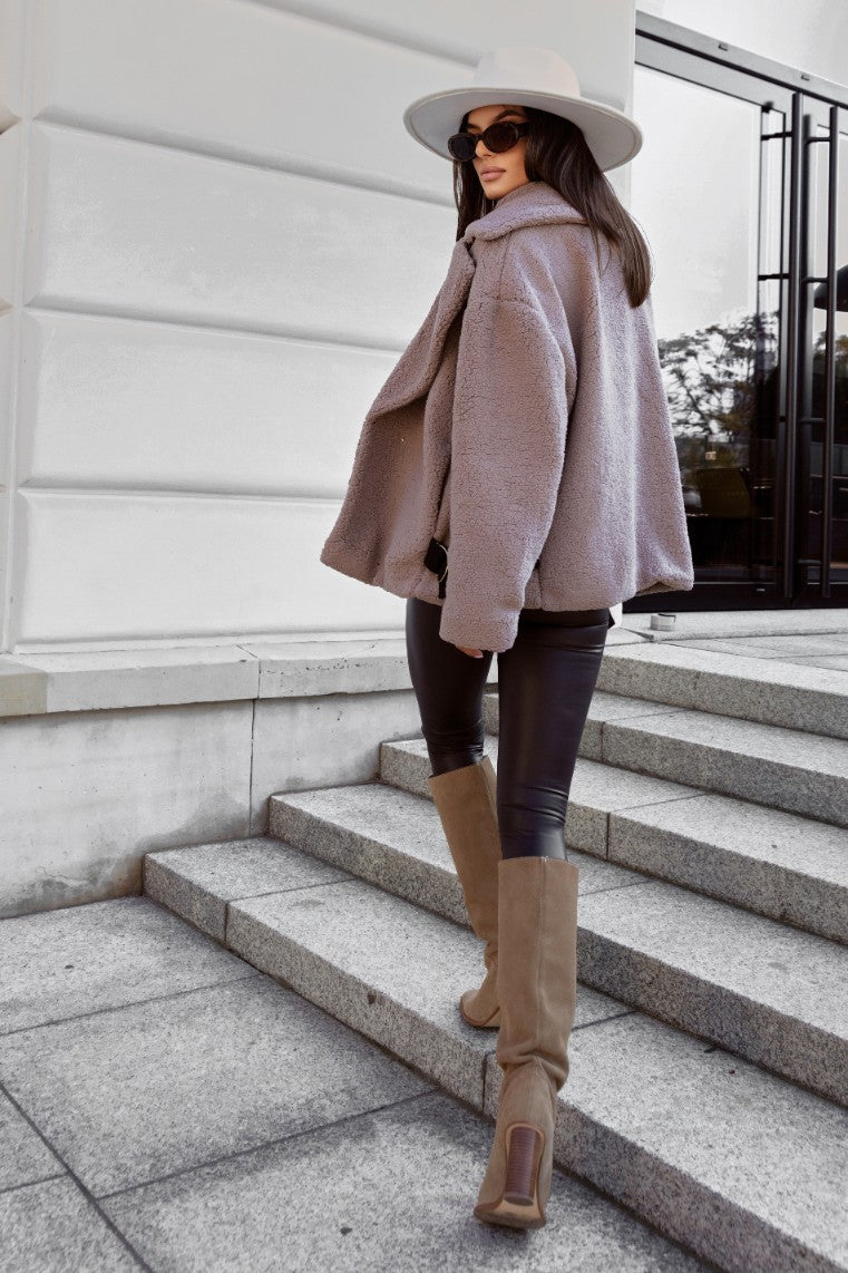 FLUFFY jakna - Taupe